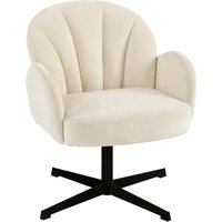 HOMCOM Fauteuil salon pivotant fauteuil d'appoint rembourré en velours dossier en forme de coqu
