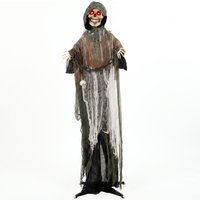 170cm Animated Grim Reaper Life Halloween Animatronic Moving Hands Head Glowing Eyes Creepy Sound
