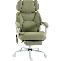 High Back Vibration Massage Office Chair Heated Reclining Computer Chair w Adjustable Height Swivel Wheels Lime Green