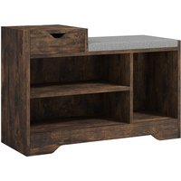 HOMCOM Móvel e Banco para Sapatos, 1 Gaveta e 3 Compartimentos, Capacidade 5 Pares, MDF, 76,5 x 30 x 52 cm, Castanho Aosom Portugal