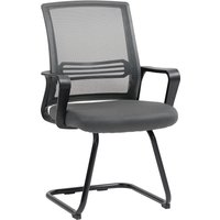 Padded Meeting Office Chair Ergonomic Desk Chair No Wheels Sled Base Bedroom Waiting Reception Dark Grey