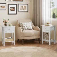 WLIVE Wooden Bedside Table Nightstand Shelf Drawer Wooden Side Sofa Tables Small Spaces End Tables Living Room Bedroom