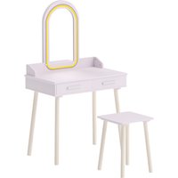 Dressing Table Vanity Set Stool 3 LED Lights Mirror Large Drawer Ages 3 8