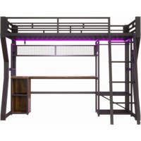 Cama alta para colchão 90×200 cm, Preto AOSOM Portugal