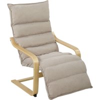 Curved Wooden Accent Chair Armchair Adjustable Footrest Light