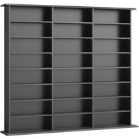 HOMCOM Móvel Porta-CD de 8 Níveis com 18 Prateleiras Reguláveis, 1032 CD/594 DVD/Blu-ray Salva-espaço, com 24 Compartimentos, 145x24x126,3 cm, Preto
