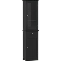 kleankin Coluna para Banheiro Economizadora de Espaço com Armário, Gaveta e Prateleiras em MDF, 40x27x171.5cm, Preto Aosom Portugal