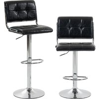 HOMCOM Barhocker, 2er-Set, Barstühle aus PU, höhenverstellbar, 360° drehbar, gepolsterter Sitz, Rückenlehne und Fußstütze, Metallbasis, für Kücheninsel, Esszimmer, Küche, Schwarz Aosom