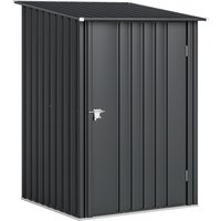 3.3 x 3.4ft Lean To Steel Garden Shed Locking Door Dark Grey