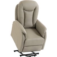 HOMCOM Elektrischer Aufstehsessel, 145° verstellbar, 8-Punkt-Massage und Heizfunktion, PU-Leder, für Senioren, mit Fernbedienung, Fußstütze, Seitentasche, Hellgrau Aosom
