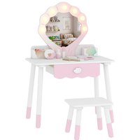 Vanity Set Dressing Table Chair Acrylic Mirror Lighted Bulbs 7 Piece Accessories 3 8 Years