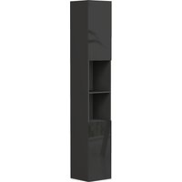 kleankin Bad-Hochschrank, hoher Aufbewahrungsschrank, glänzende Oberfläche, verstellbare Einlegeböden, 2 Schränke und 2 Nischen, Bad-Aufbewahrungsregal, 30 x 30 x 181,5 cm, schwarz Aosom