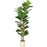 HOMCOM Plante artificielle intérieure 150 cm Figuier lyre arbre artificiel avec pot en plastiqu