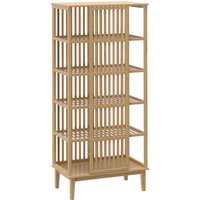HOMCOM Kleiderschrank aus Bambus 5 Ebenen mit Schiebetür, Luftiges Lamellendesign, Kleiderschrank/Dressing für Schlafzimmer, 80 x 47,3 x 175 cm, Naturholz Aosom