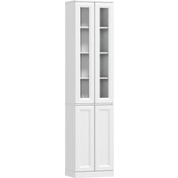 HOMCOM Tall Bathroom Storage Cabinet, 6-Tier Slim Bathroom Cabinet with Adjustable Shelf, 4 Soft-Close Doors, White