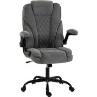 HOMCOM Office Chair, Ergonomic Desk Chair with Flip-up Armrest, Pocket Springs, Swivel Wheels, Adjustable Height, Grey