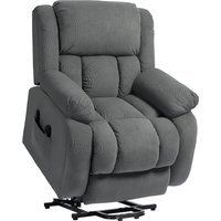 HOMCOM Poltrona de TV com Função de Massagem e Aquecimento, Poltrona Elevatória Elétrica, Controle Remoto, Bolsos Laterais, Cinza Aosom Portugal