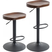 HOMCOM Tabourets de Bar Lot de 2 Réglables Pivotants Chaises de Cuisine avec Siège en Bois d'Or