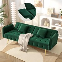 GP Store Green Velvet Sofa Bed with Adjustable Backrests