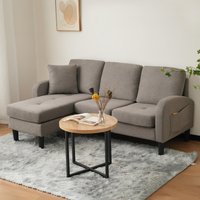 L Shaped Sofa Reversible Chaise Lounge 3 Seater Couch Living Rooms Apartments or Offices x 118W x cm Dark Grey Aosom UK