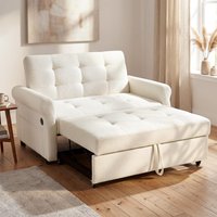 Convertible Sofa Bed Adjustable Backrest Functional Sofa USB & Type C Ports Storage Pocket x 173W x cm Off White Aosom UK