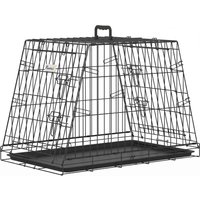 PawHut 30"(76 cm) Car Dog Crate Collapsible Slanted Travel Small Dog Cage with Tray & Handle 76L x 48W x 53H cm