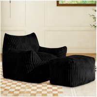 Ergonomic Lazy Sofa High Density Shredded Foam Corduroy Bean Bag Chair Balcony or Guest Room x 90W x cm Aosom