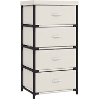 HOMCOM Kommode mit 4 Stoffschubladen, Schlafzimmerkommode, Stahlrahmen, Schneller Aufbau, Schubladenschrank für Wohnzimmer, Büro, Ankleidezimmer, Beige Aosom