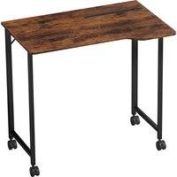 HOMCOM Klappschreibtisch 80 x 52 cm, Computertisch auf Rollen mit Geräteschlitz, für Home-Office, kleine Räume oder Schlafzimmer, einfache Montage, Braun Aosom