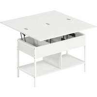HOMCOM Table basse relevable et extensible, table de salon avec compartiment caché étagères ouv