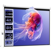 HOMCOM Beamer Leinwand 203 x 152 cm 100 Zoll 4:3 HD 4K Projektionsleinwand Elektrische Motor Leinwand mit Fernbedienung für Heimkino oder Präsentationen Aosom
