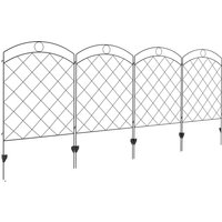 Outsunny Steel Garden Fence Panels: Decorative Picket Fencing for Outdoor Installation, Set of 4, Black Aosom UK
