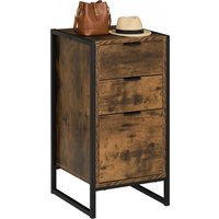HOMCOM Industrial Storage Trunk: 3-Drawer Metal Cabinet, Freestanding Organiser, Rustic Brown Aosom UK