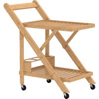 HOMCOM Carrinho de Cozinha em Bambu com Rodas, Dobrável, Garrafeira, 2 Prateleiras, 66x40x70 cm, Natural Aosom Portugal
