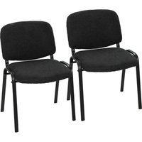 HOMCOM Linen-Look Fabric Reception Chairs, Stackable Meeting Chairs Set of 2 with Backrest, Padded Seat for Office, Black