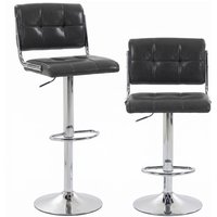 HOMCOM Bar Stools Modern PU Leather Adjustable Breakfast Bar Stools Backrest Set of 2 Grey