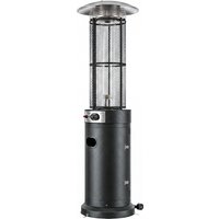 Outsunny 11 KW Freestanding Gas Patio Heater, Adjustable Outdoor Garden Propane Heater with Tip-Over Switch, Wheels, Pulse Ignition, Tank Room with Openable Door, Black