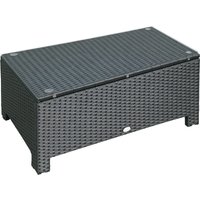 Outsunny Rattan Garden Furniture Coffee Table Patio Iron Frame Tempered Glass (Black)