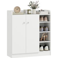 HOMCOM Large Shoe Storage Cabinet, Hallway Organiser with 2 Doors & 4 Adjustable Shelves, Sleek White Aosom UK