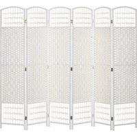 HOMCOM 6 Panel Folding Room Divider, Privacy Screen, Paravent Partition Separator for Living Room, Bedroom, White