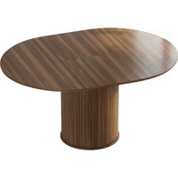 HOMCOM Mesa de Jantar Extensível para 6 a 8 Pessoas, 110-150 cm, Mesa de Cozinha Oval com Base Central Redonda, Nogueira Aosom Portugal