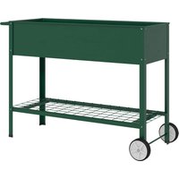 Outsunny Jardinière sur Pieds Potager dim. 109L x 44l x 80H cm étagère 2 Roues + Insert d'irrig
