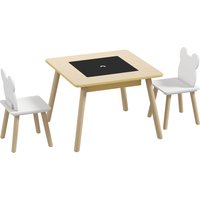 AIYAPLAY 3-Piece Kids Table and Chairs Set with Convertible Desk and Storage Grid, Kids Activity Table for Nursery, Playroom