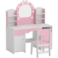Vanity Set Dressing Table Stool 2 Lights Mirror Cabinet Drawer Shelves
