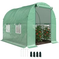 Outsunny Walk-In Greenhouse Reinforced Polytunnel Greenhouse Garden Plants Grow Waterproof Cover Galvanised Base w/ Slide Door, 2.5 x 2 m
