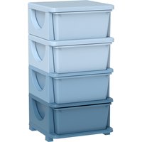HOMCOM Four-Tier Kids Storage Boxes, with Four Drawers - Blue