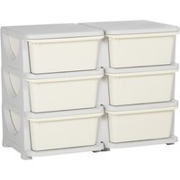 ZONEKIZ Kids Storage Units w/ 6 Drawers, 3 Tier Kids Toy Storage Organizer, Vertical Dresser Tower for Nursery Playroom Kindergarten, Cream Aosom UK