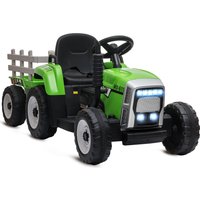 HOMCOM Electric Ride on Tractor w/ Detachable Trailer, 12V Kids Battery Powered Electric Car w/ Remote Control, Music for Kids Aged 3-6, Green