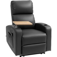 HOMCOM Relaxsessel mit Massagefunktion, Fernsehsessel mit Liegefunktion, Drehbarem Tisch, Massagesessel, Ruhesessel mit Fernbedienung, Feder, Seitentasche und Becherhalter, Mikrofaser, Schwarz Aosom
