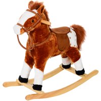 HOMCOM Schaukelpferd ab 3 Jahre Schaukeltier Spielzeug Wiehern Braun 74x28x65cm für Kinder Aosom.de